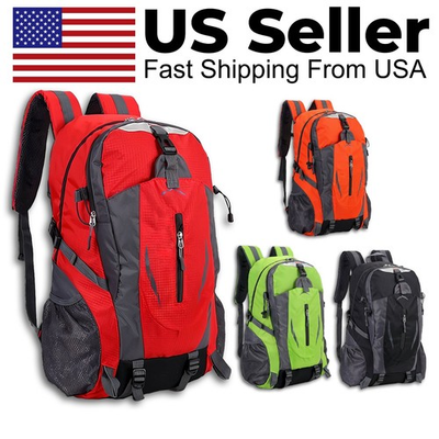 #ad 40L Men Women Travel Backpack Rucksack Camping Laptop Hiking School Book Bag USA $14.49