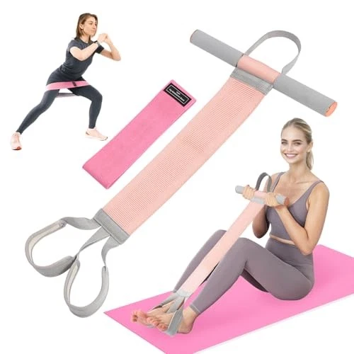 Fitness Resistance Band with Handles & Non-Slip Pedal, 150lb Fabric Exercise