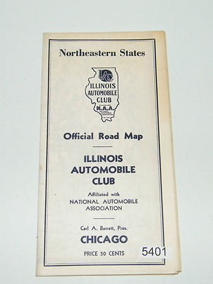 Illinois Automobile Club Nordöstliche Staaten Straßenkarte 1940er Rand McNally