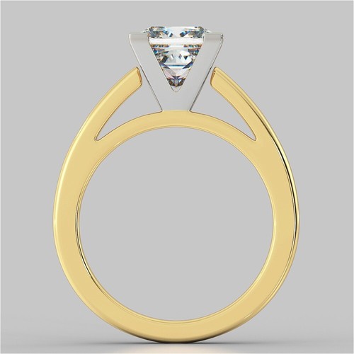 14K Yellow Gold Princess Cut Lab Grown Diamond Engagement Ring for Women - Picture 6 of 7
