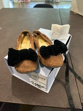 Lanvin Brown Camel Suede Leather Velvet Bow S...