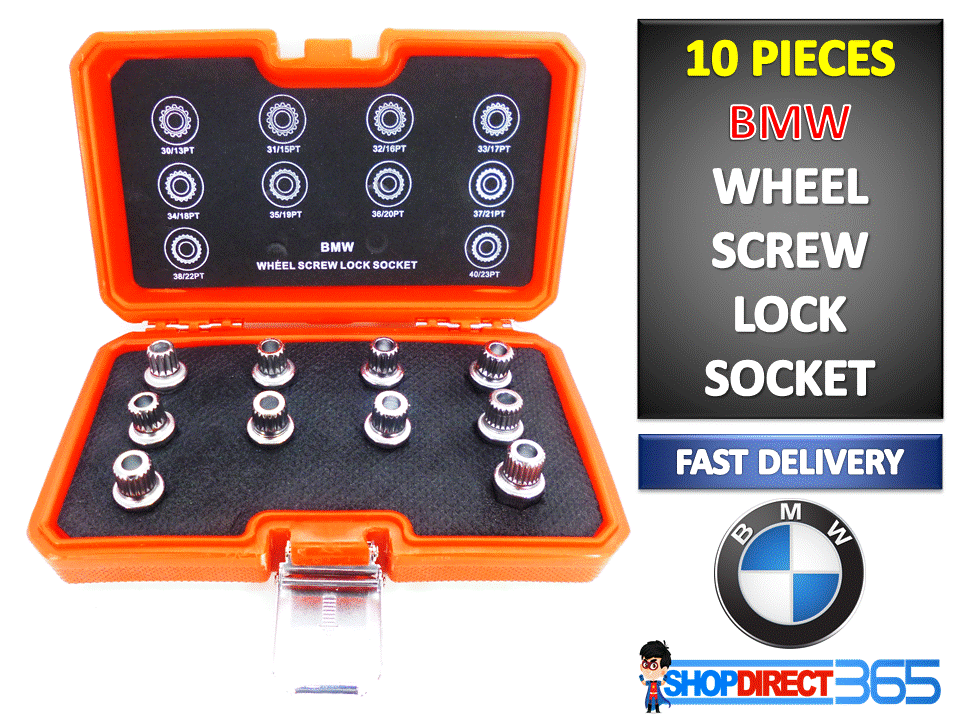 10pc BMW MASTER LOCKING WHEEL NUT KEY SET Tamper Proof Spline Bit