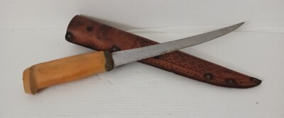 Vtg J. Marttiini RAPALA Hand Ground Stainless 9'' Filet Knife w/ Sheath Finland