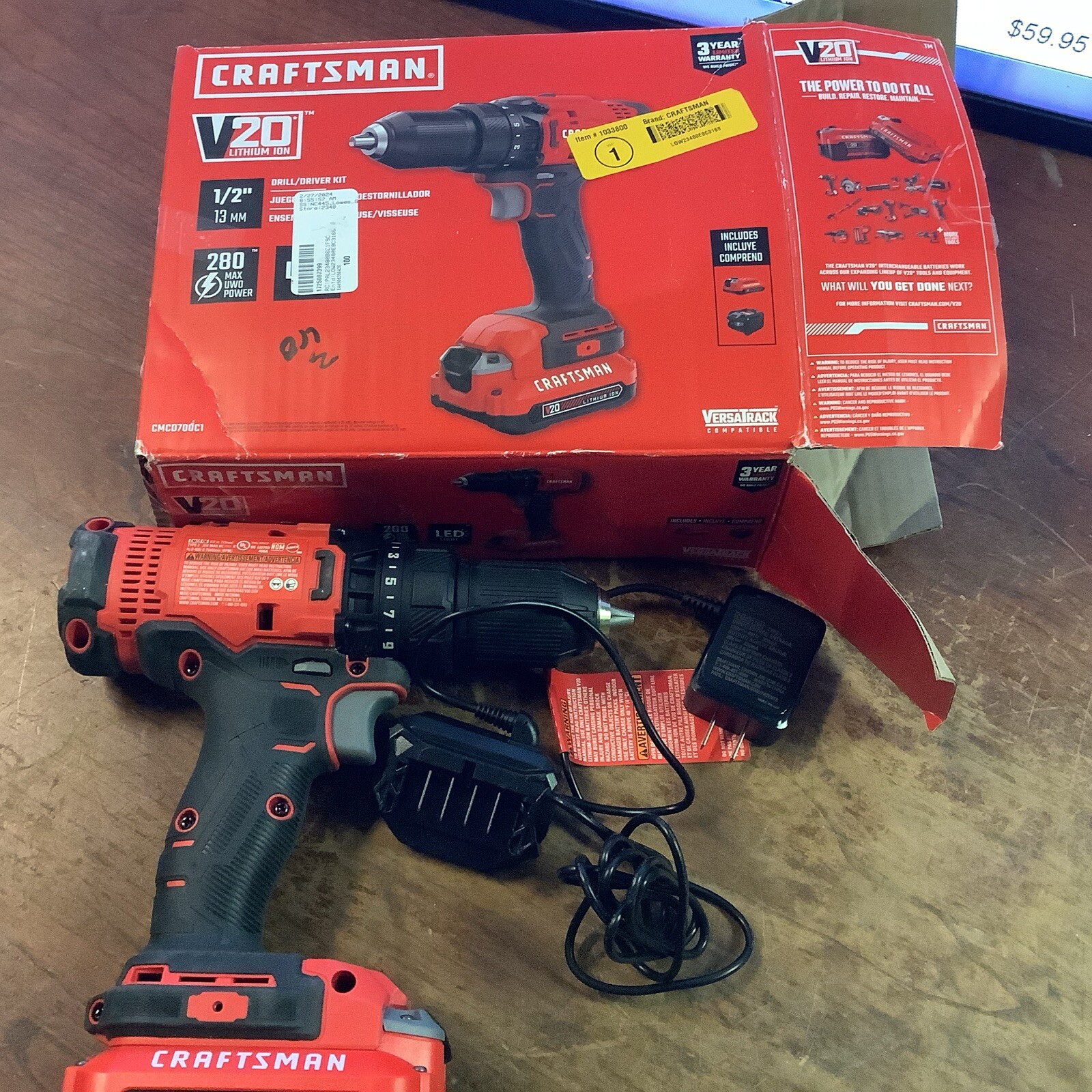 Craftsman CMCD700C1 V20 Cordless 1/2” Drill/Driver Kit Battery & Charger.(used) eBay