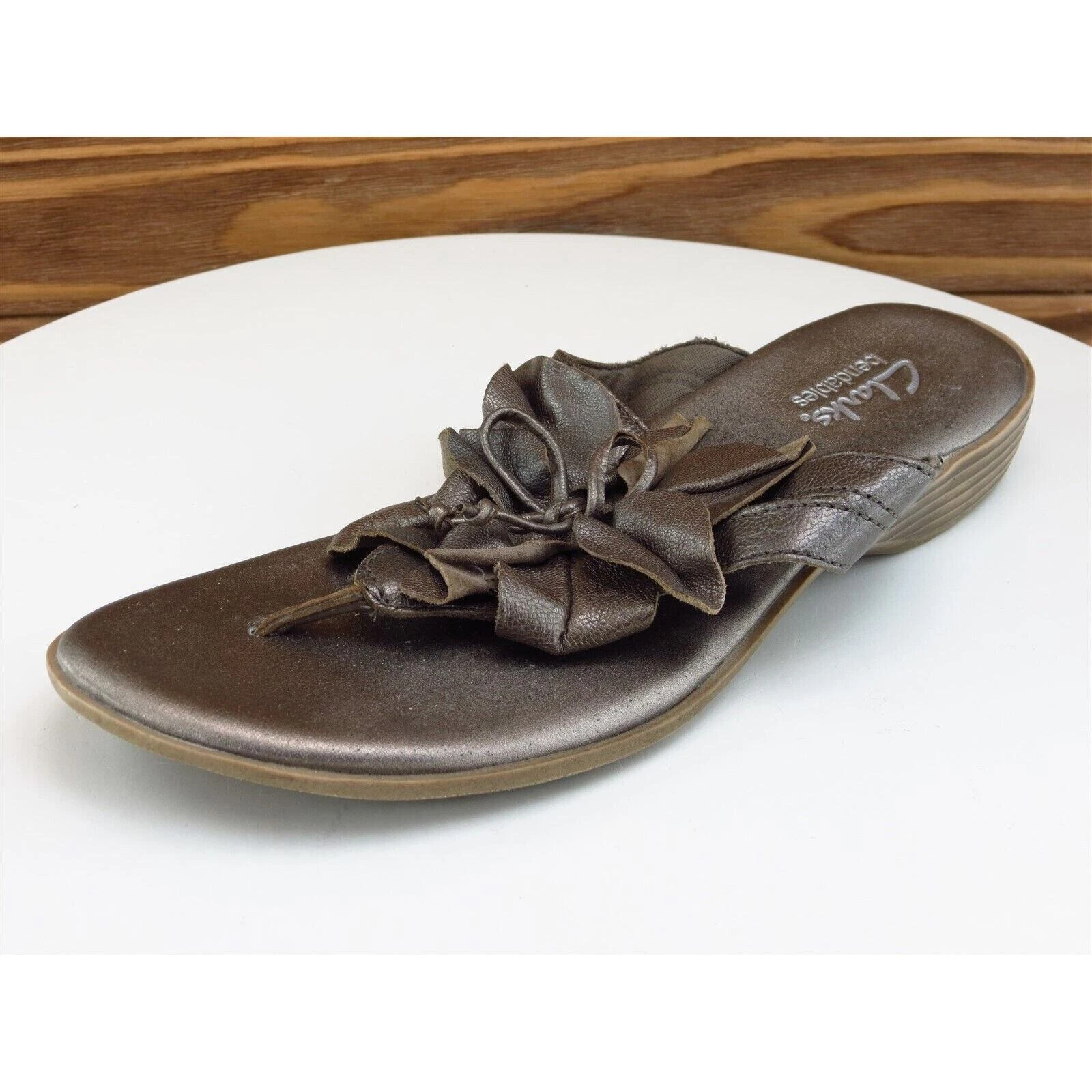 Clarks taglia 6 M sandalo donna infradito pelle marrone