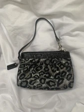 COACH OCELOT LEOPARD PRINT BLACK SILVER WRISTLET