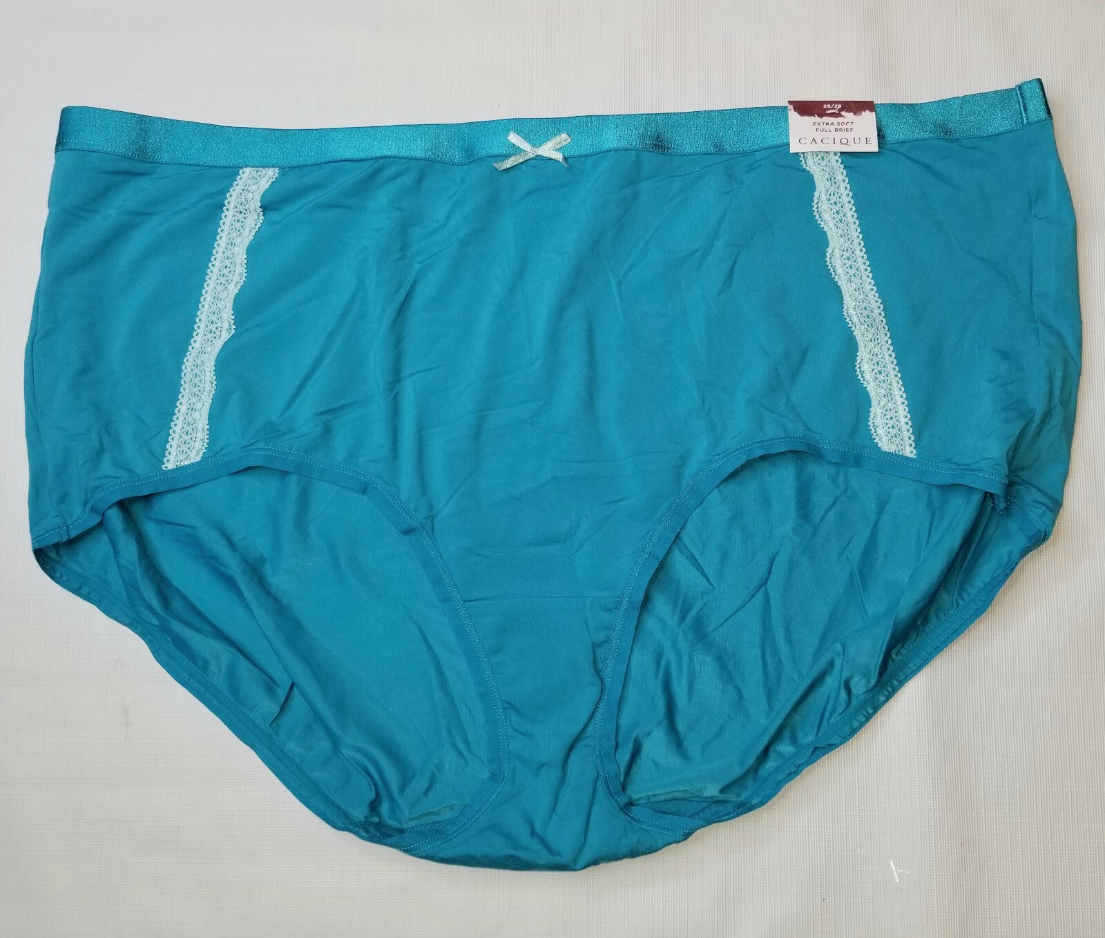 Lane Bryant Cacique Teal Blue Lace Extra Soft Full Brief Size 26 28 3X
