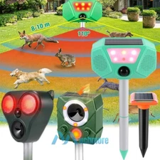 Solar Ultrasonic Pest Cat Dog Animal Repeller Waterproof Raccoon Snake Deterrent