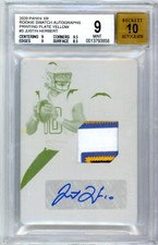2020 PANINI XR Justin Herbert Rookie Swatch Autographs 1/1 Printing Plate BGS 9
