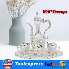 Turkish Coffee Set Tea Set W/Pot +6 Cups Wedding Birthday Home Decor Vintage Set