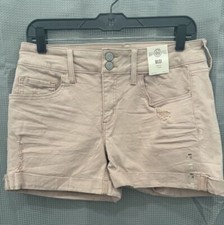 NWT 34 SO Shorts Pink Midi Low Rise Stretch JR Size 11 Distressed Cuffed Chino