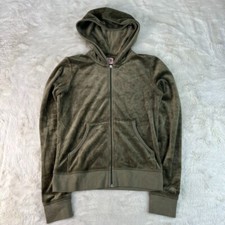 Vintage Y2K Juicy Couture Womens M Green Full Zip Velour Hoodie
