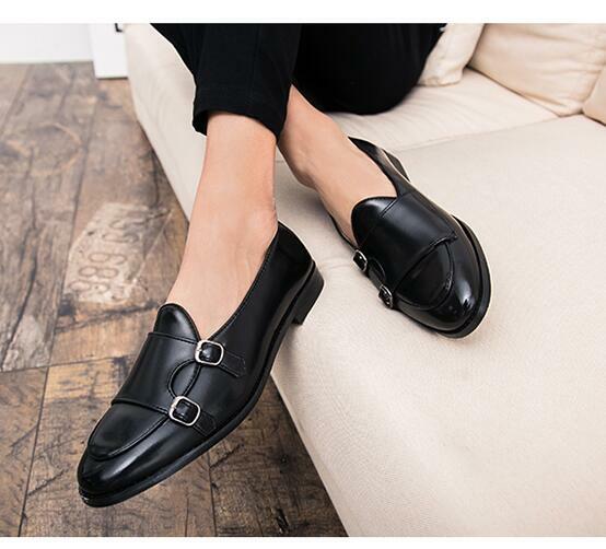 Men's Retro Double Monk Strap Business Shoes Pumps Loafers