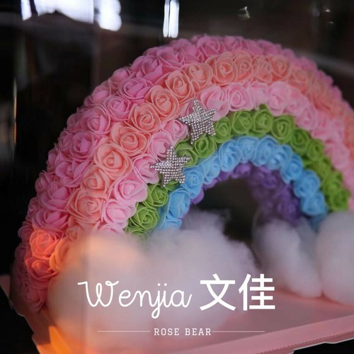 Artificial Floral Rose Rainbow Decor Valentine's Day Gift for Girlfriend Wife - Picture 4 of 10