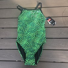 TYR Durafast Lite Women's Swarm Green DiamondFit One Piece Swimsuit Size 30 New