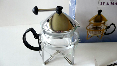 TEAMAKER Glass Teapot in Metal Stand With Tea Leaf Infuser from England - Picture 7 of 17
