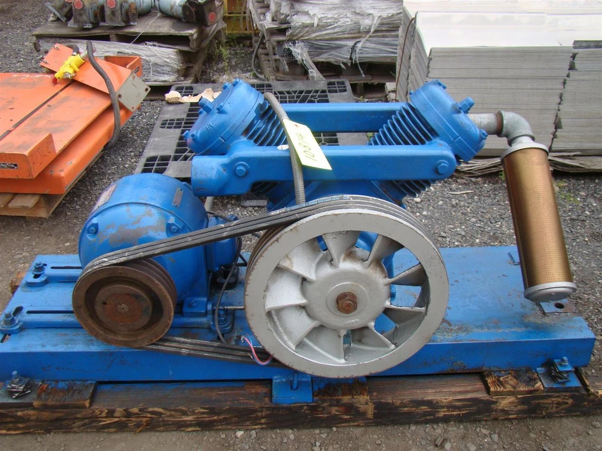 Kellogg American Skid Mount Air Compressor Model K40AT GE 5HP Motor 220 440v 3