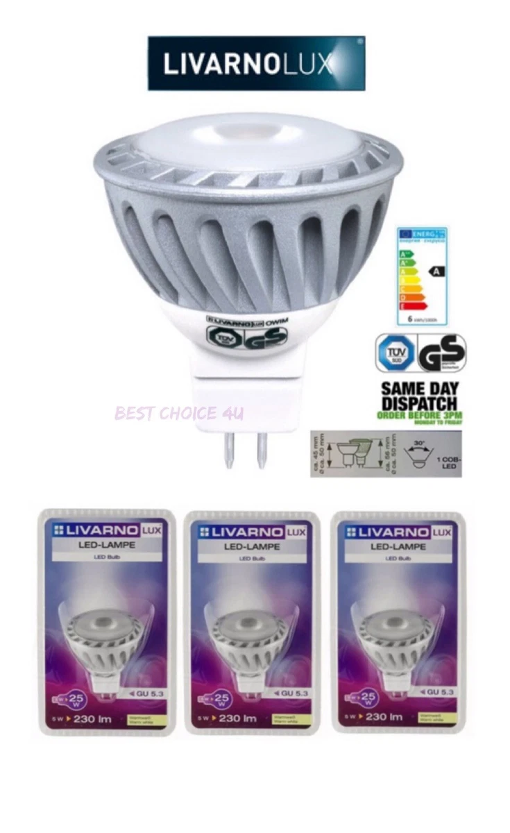 LIVARNO LUX GU5.3 LED BULBS-WARM WHITE- 5W / 25W / 230 lm