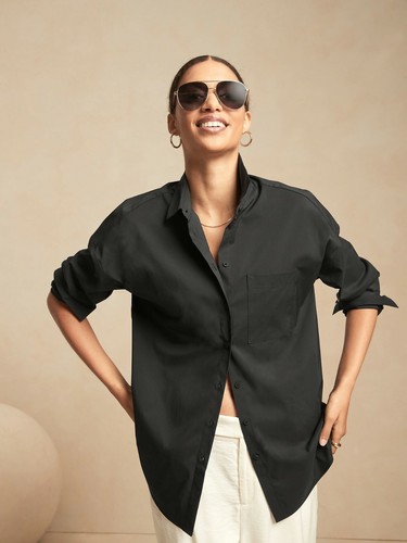 Banana Republic Sport Oversized Tech-Stretch Shirt, schwarz Gr. SP #752437 W0103 - Bild 3 von 8