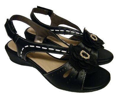 Damenschuhe schwarz mittelhoher Keilabsatz Riemchen Sommer Urlaub Sandalen Größen