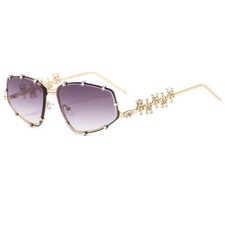 Stylish ladies diamond-encrusted sunglasses with outdoor sunscreen flat mirrors