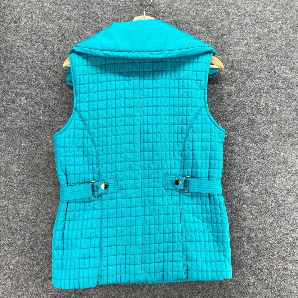 Peck & Peck Quilted Vest Women S Small Blue Collared Full Zip Lined Sleeveless - Image 2 of 4