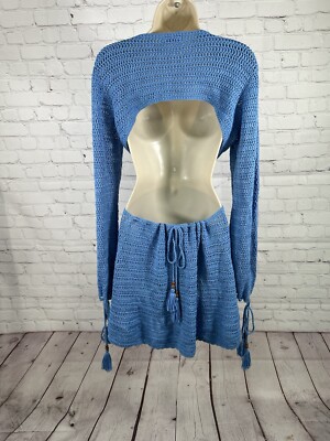 slim fit dress slacks Tulip Blue Crochet Mini Dress main image 0