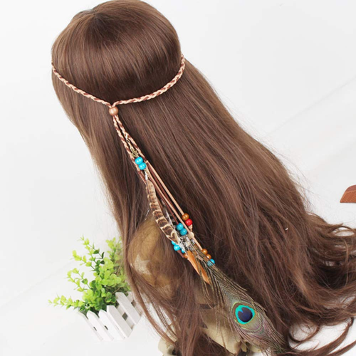 Feather Headband Hippie Indian Boho Hair Bands Tassel Bohemian Halloween Hair Ho - Picture 2 of 12