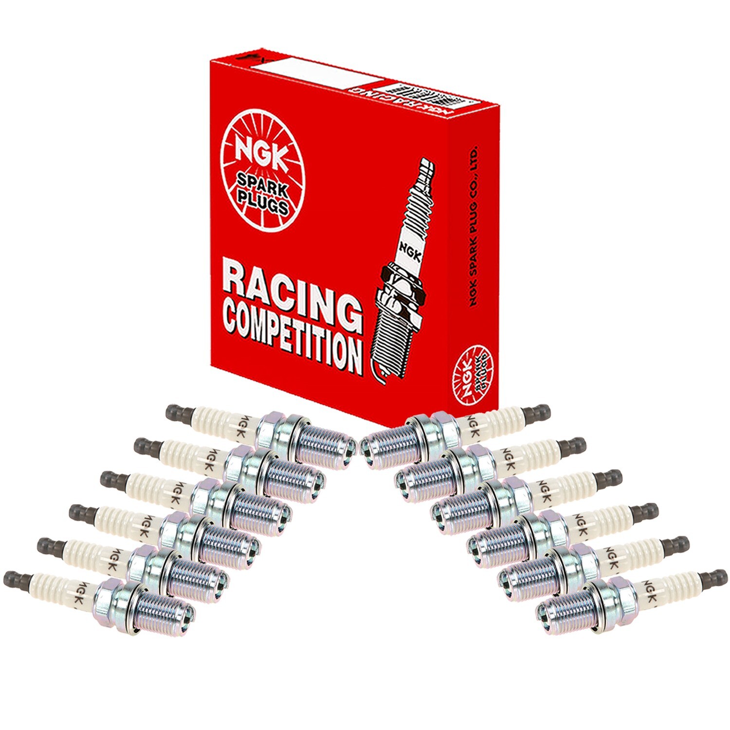 NGK Set of 12 Nickel V-Cut Racing Spark Plugs Gap .020 Copper Core