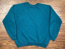 vintage hanes her way sweatshirt womens large teal L3