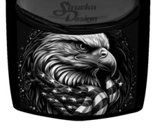 Gray Eagle American Flag Independence Truck Hood Wrap Vinyl Car Graphic Decal