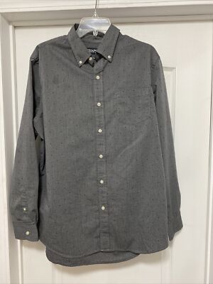 Ralph Lauren Chaps Shirt MensLarge Black Gray Long Sleeve Button Up