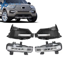 For 2020-2021 Ford Explorer Front Fog Lights LED DRL Lamps&Cover Right&Left Side
