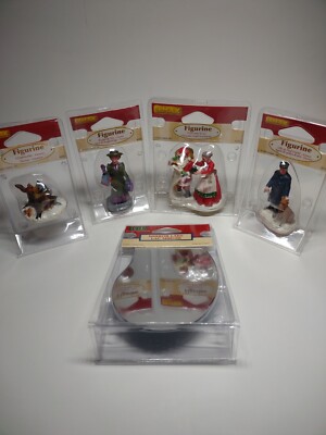 Lot Of Lemax Figures Santa Chocolate To Go Mirror Officer Chipmunks Shopper