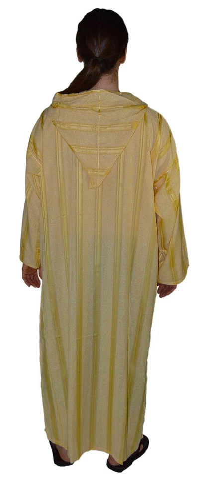 Hombres Marroquí Djellaba Caftán con Capucha Kaftan Thobe Abaya Hecho a Mano Oro Árabe Foto 2 de 4