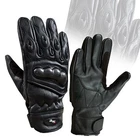 Black Premium Leather Summer Motorcycle Motorbike Gloves Cowhide