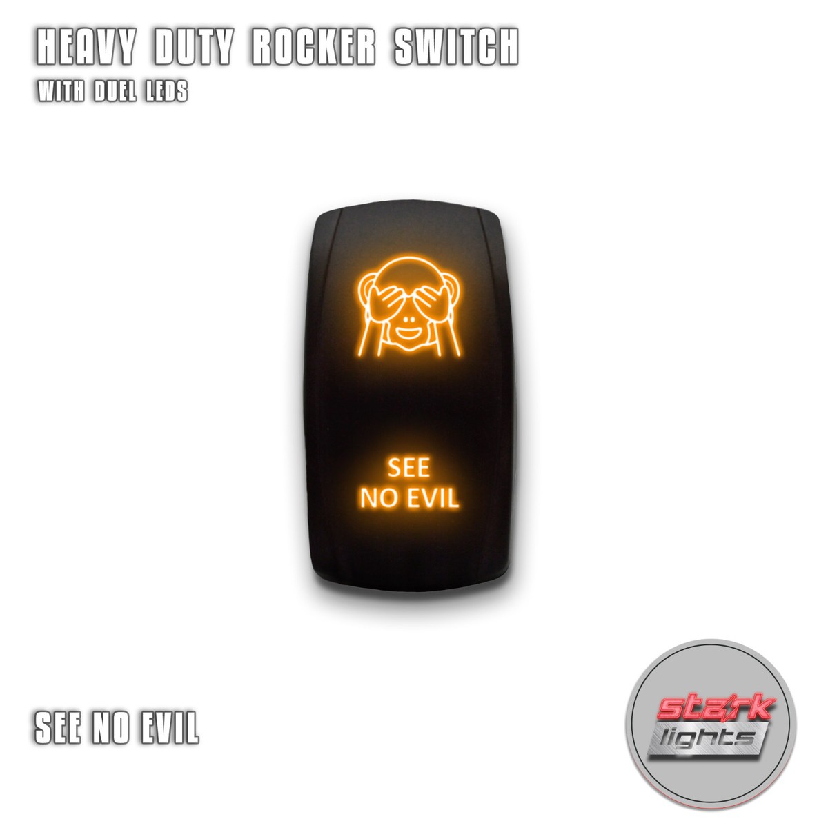 ORANGE Laser LED Rocker Switch 5 Pin Dual Light 20A 12V ON