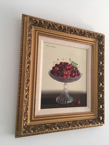 Piero Antonelli (1906-1990) Still Life “Cherries” Oil on Board Listed 9.5 x 11.5 - Picture 9 of 12