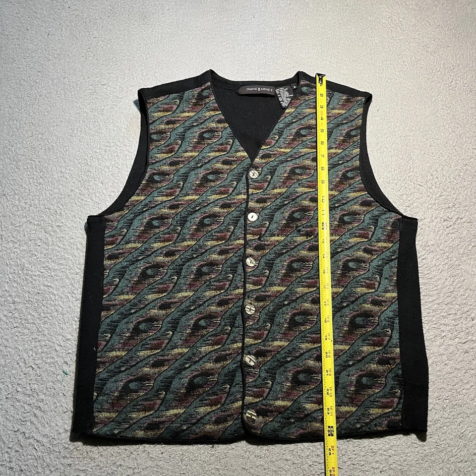 De Colección Jhane Barnes Suéter Chaleco Para Hombres Pequeño Lana Abuelo Cárdigan Abstracto Colorido Foto 2 de 4