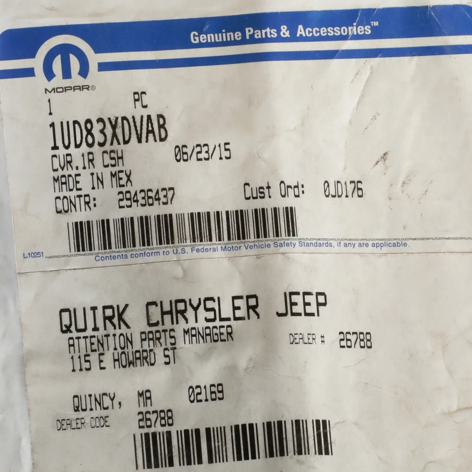 CUBIERTA INFERIOR COJÍN ASIENTO DELANTERO 11-17 JEEP BRÚJULA PATRIOT OEM MOPAR (ENVIAR VIN#) Foto 3 de 3