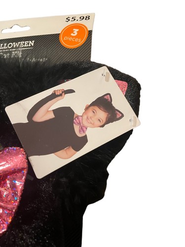 cat kit 3 Piece Ears Tail Bow Black pink Celebrate New Free Ship Halloween A10 - Picture 6 of 6