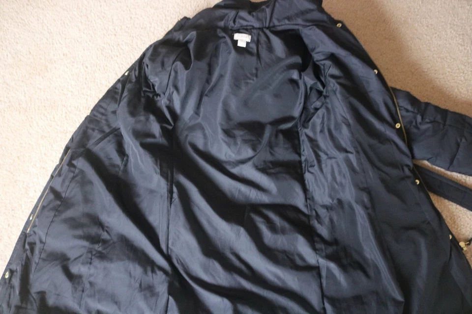 J. Crew Women’s Long Puffer Jacket Hooded Belted Down Waterfowl Feather Black - Image 2 of 4