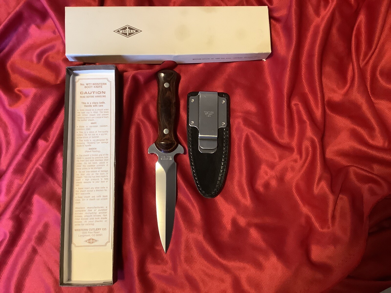 Western W77 Boot Knife w/Sheath, Rosewood Handle, New 1980’s (9013) eBay