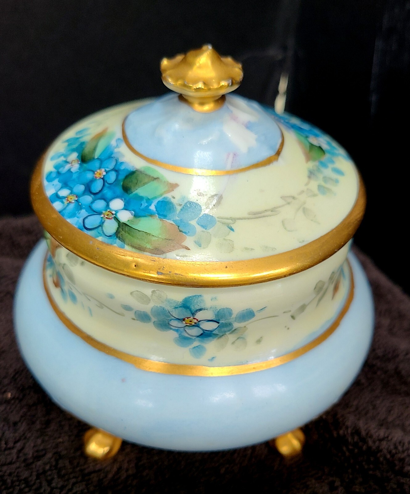 Vintage Antique MZ Austria Reinhold Freiberg Blue Dresser Top Tray Set