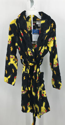 Pokemon Boys Pikachu Pajama Plush Robe Bathrobe Coverup Small 4/5 NWT  AA6-10