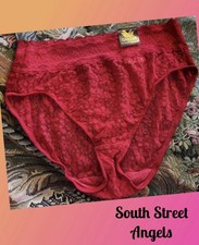 WACOAL 870305 BARBADOS CHERRY RED HALO LACE SEMI SHEER HI-CUT BRIEF PANTIES  S