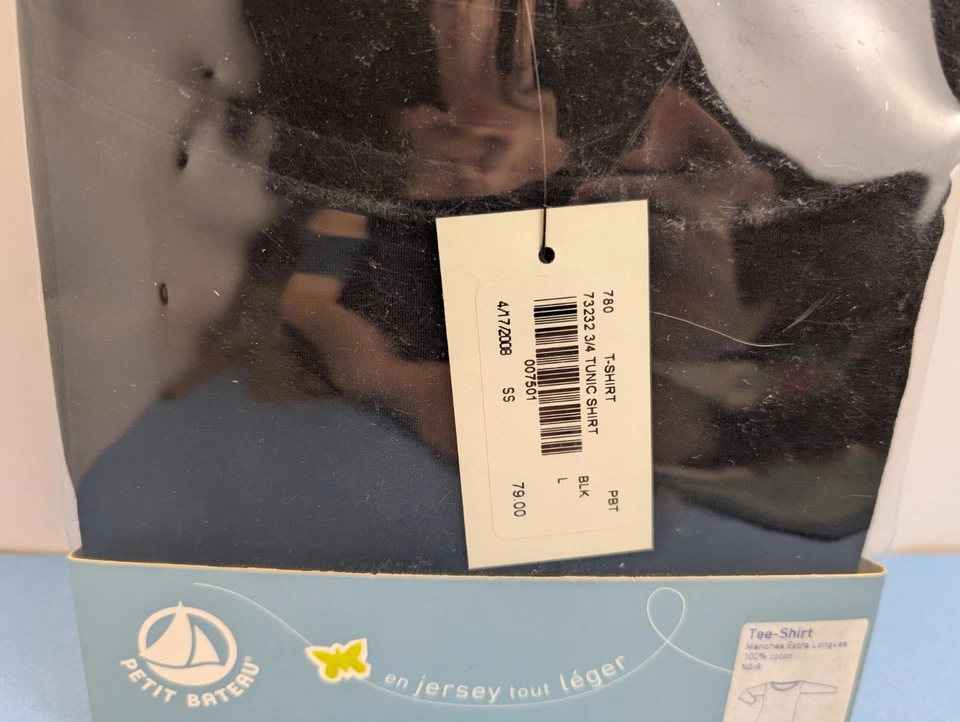 Nueva con etiquetas Camiseta Petit Bateau Manches Extra Larga Negra Talla 18 ans Foto 4 de 4