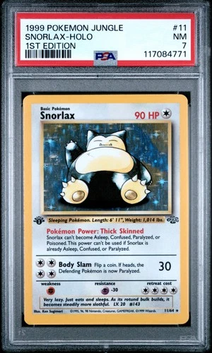 1999 POKEMON JUNGLE 1ST ED #11 SNORLAX-HOLO PSA 7