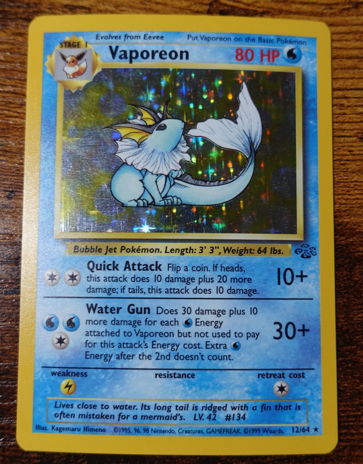 Vaporeon 12/64 Holo Jungle Set Rare Pokemon Card LP/MP^
