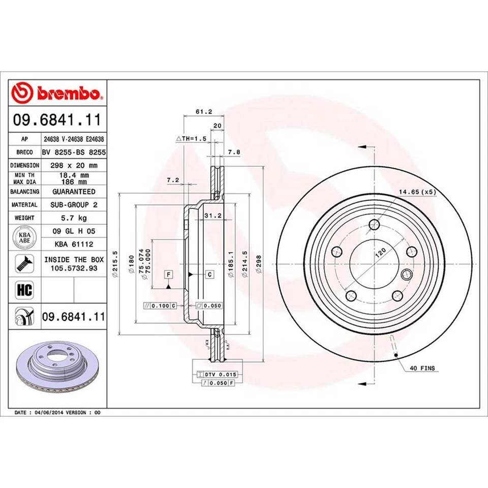 Rotores de freno recubiertos delanteros + traseros Brembo para BMW 540i 1997-1999 Foto 4 de 4